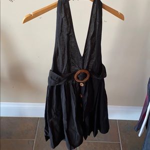 Black linen summer dress